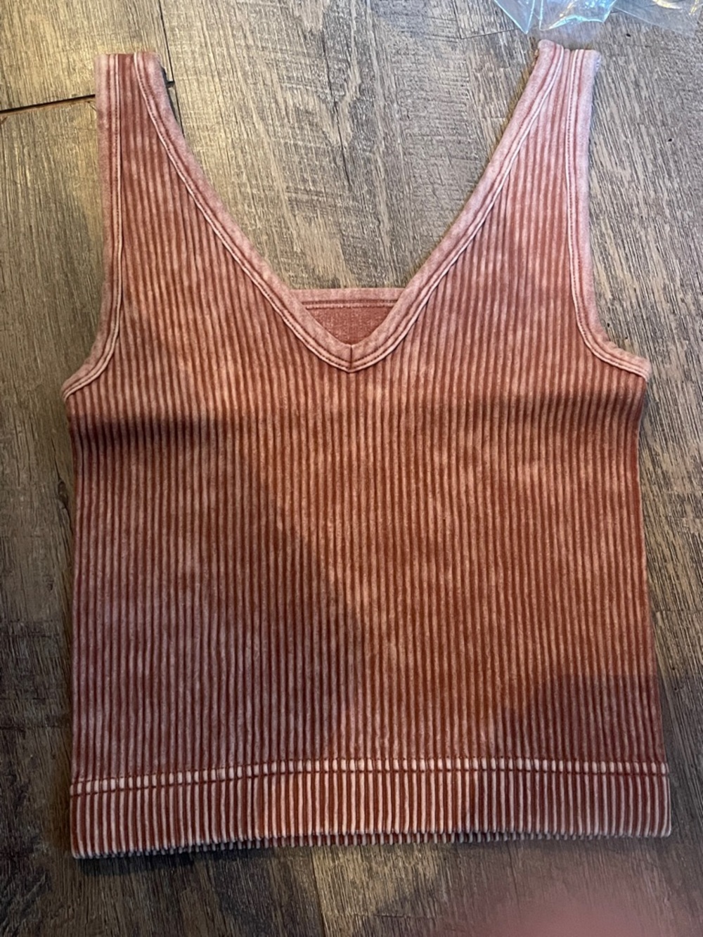 Zenana Outfitters Deep Camel Ribbed V-Neck Cami